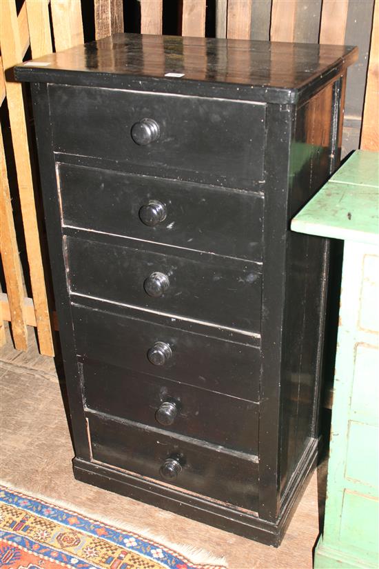 Black painted chest of 6 drawers